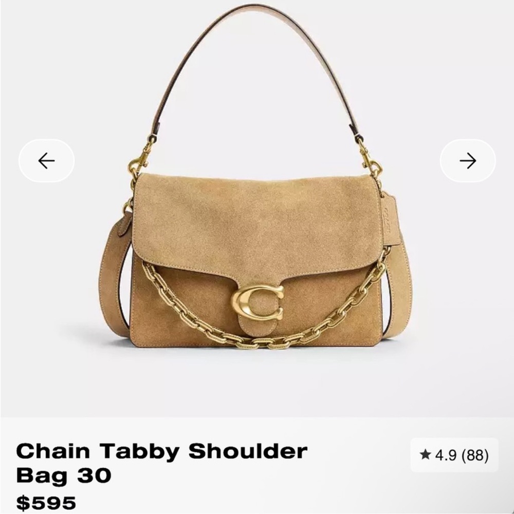 Coach Chain Tabby Shoulder Bag in Tan Suede